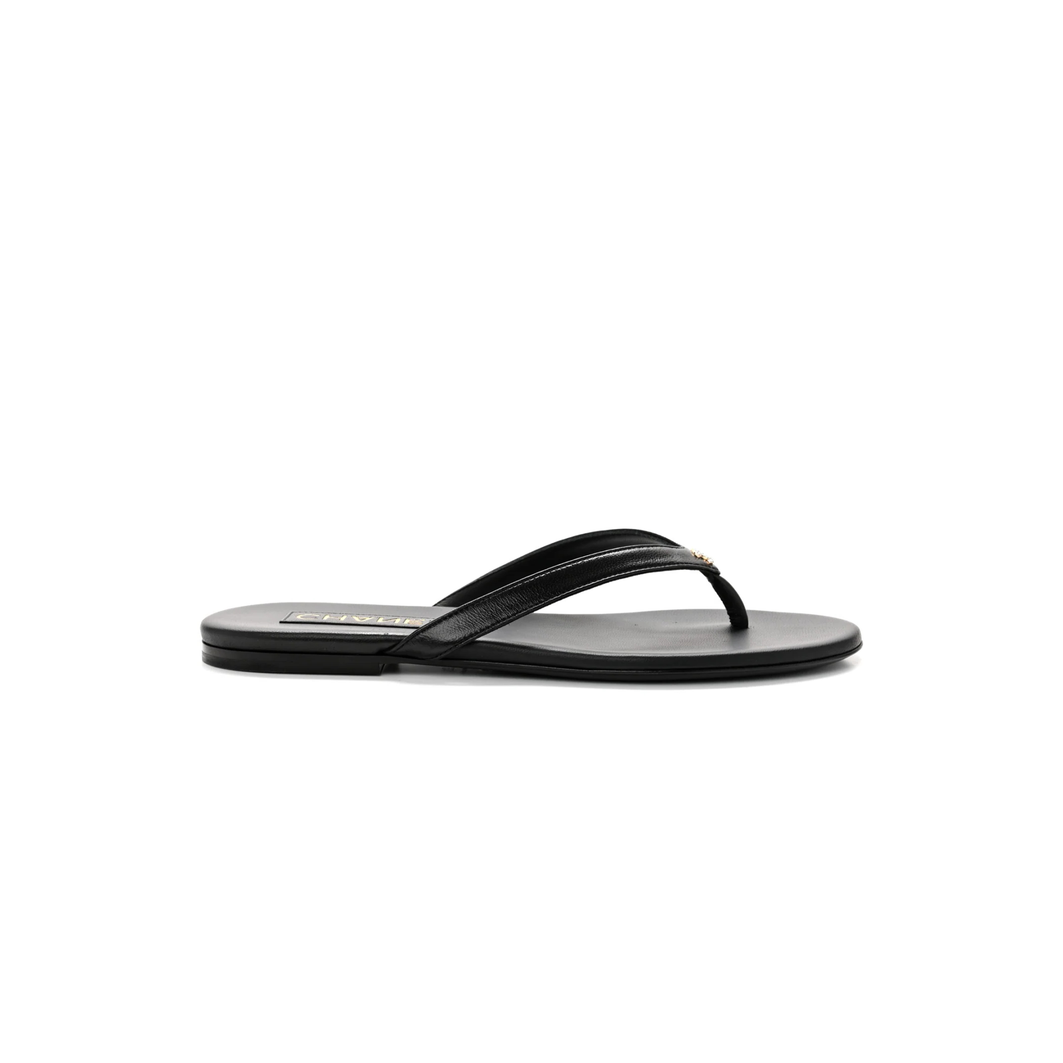 Ch**el lambskin crystal cc thong sandals
